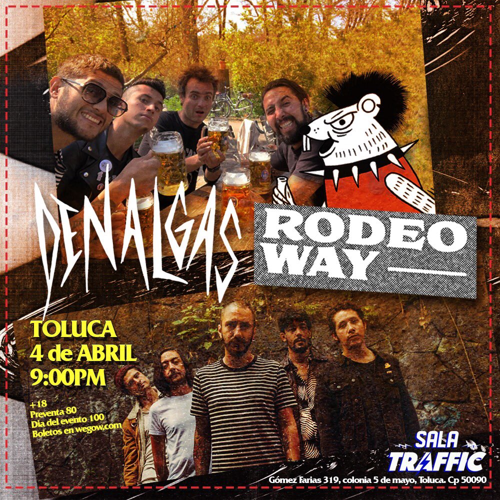 Toluca!!! 👹🐿
Regresamos al <a href="/SalaTraffic/">Sala Traffic</a> el próximo 4 de abril con nuestros carnales de <a href="/elrodeoway/">Rodeo Way</a> 9:00pm corran la voz! 
(Es doblete, nos vemos en Querétaro ese mismo día en la tarde!)