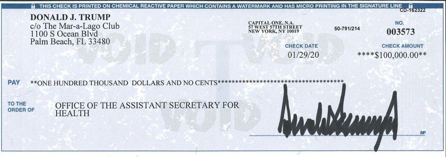 johnrobertsFox's tweet photo. .⁦@realDonaldTrump⁩ donates this quarter’s Presidential salary to fight coronavirus https://t.co/cEMvzd6dZ3