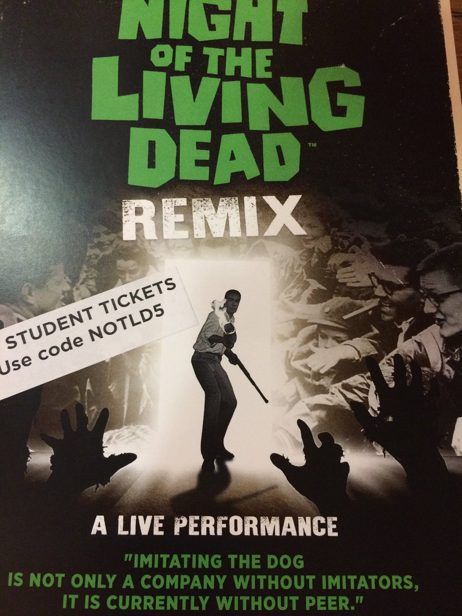 Don’t miss this! Just seen Night of the Living Dead Remix <a href="/BACKendal/">Brewery Arts</a> very clever multimedia film/theatre performance by <a href="/ImitatingtheDog/">imitating the dog</a> on tomorrow night only breweryarts.co.uk/event/imitatin…