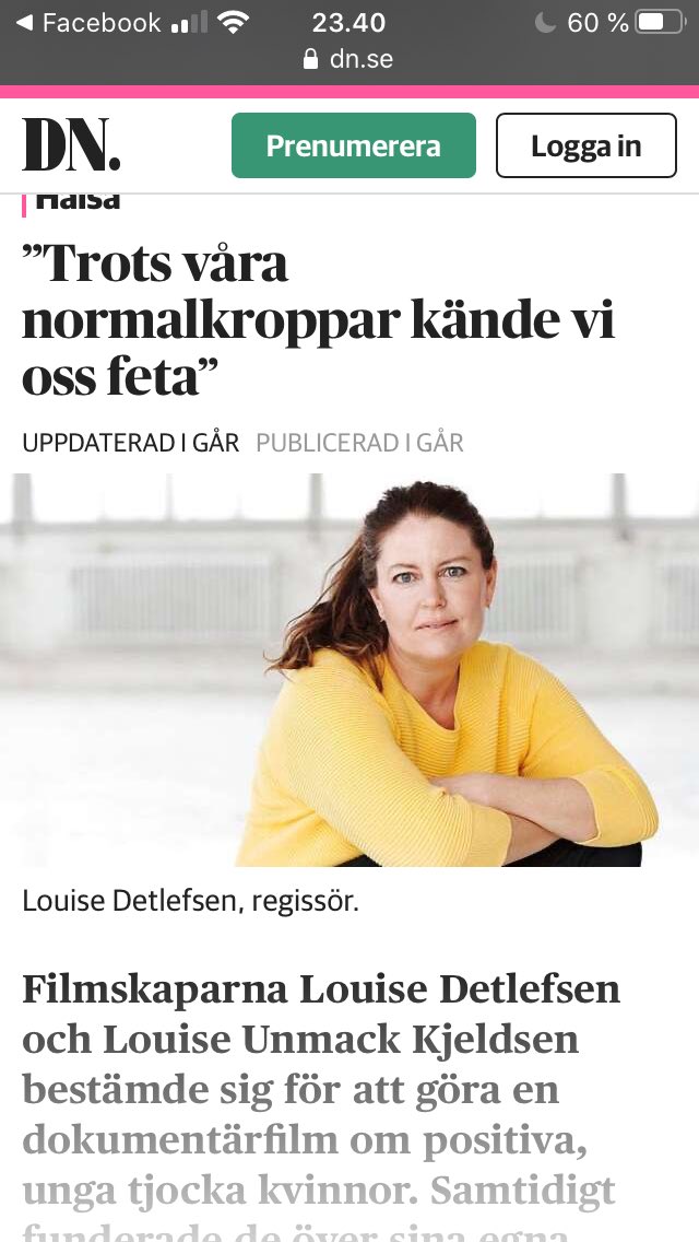 AutoImagesMalmo's tweet photo. ”Trots våra normalkroppar kände vi oss feta” @dagensnyheter writing about our co-production Fat Front https://t.co/8I8JNT0gS6 #FatFront #documentary https://t.co/w4JwOugkik