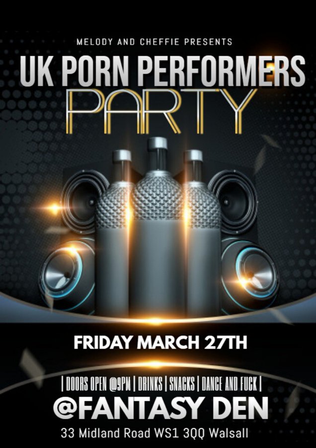 Not long to go now for our first edition of the #UkPornPerformers party 

snack, drink, dance and fuck!
Bring your health certs, model release and camera!

20 quid to join! INDUSTRY ONLY!
March 27th from 9PM-LATE!