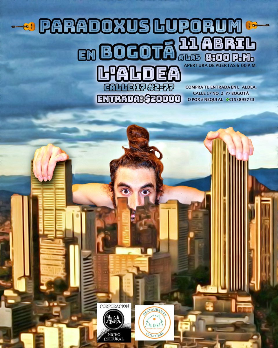 Os traemos un nuevo artista internacional. Desde España llega el 11 de abril <a href="/ParadoxusL/">Paradoxus Luporum</a> . Ya a la venta la boletería por Nequi al whatss 3153895753. En L'Aldea en los próximos días