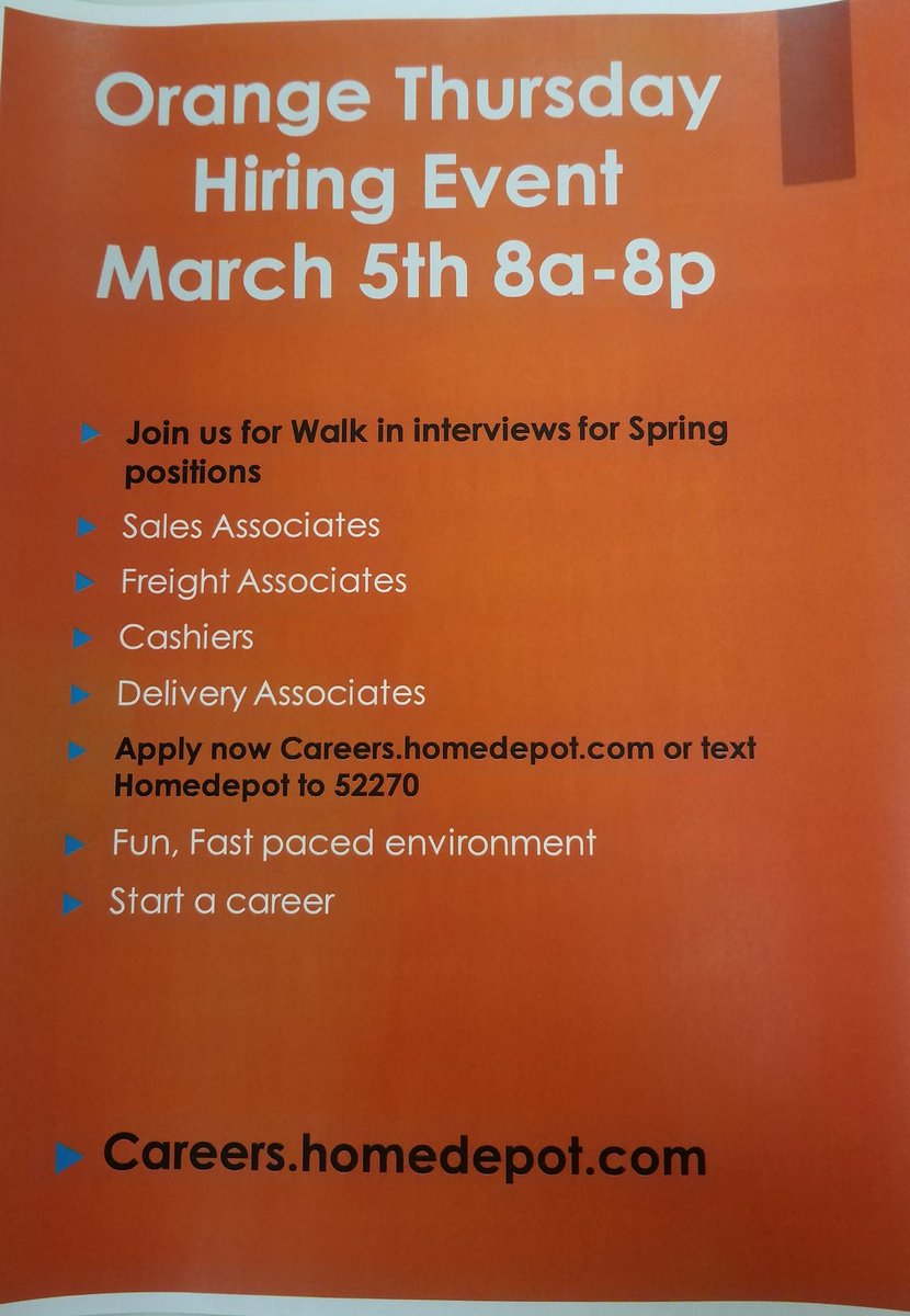 Thursday March 5th open interviews at the Cicero Home Depot <a href="/thd_bo/">Bo Csemez THD</a> <a href="/kaitlynsmom1031/">Kathy conley</a> @billymann1956 <a href="/Jeffr_0/">Jeff Hilliker</a>