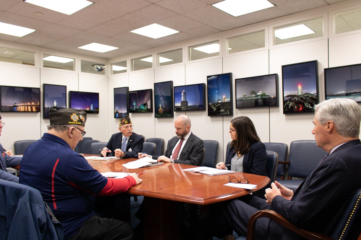 SenWhitehouse's tweet photo. It was a privilege to meet with #RIers from @VFWHQ today. Our service members make incredible sacrifices to keep us safe, and deserve to be met with adequate resources and support when they come home. Thank you for your service. https://t.co/CnKGWCzE3B