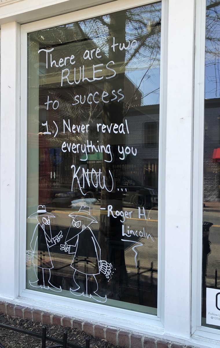 DanielPink's tweet photo. Sign spotted on Wisconsin Avenue....

There are two rules to success:

1. Never reveal everything you know. https://t.co/AAUIXMz8tA