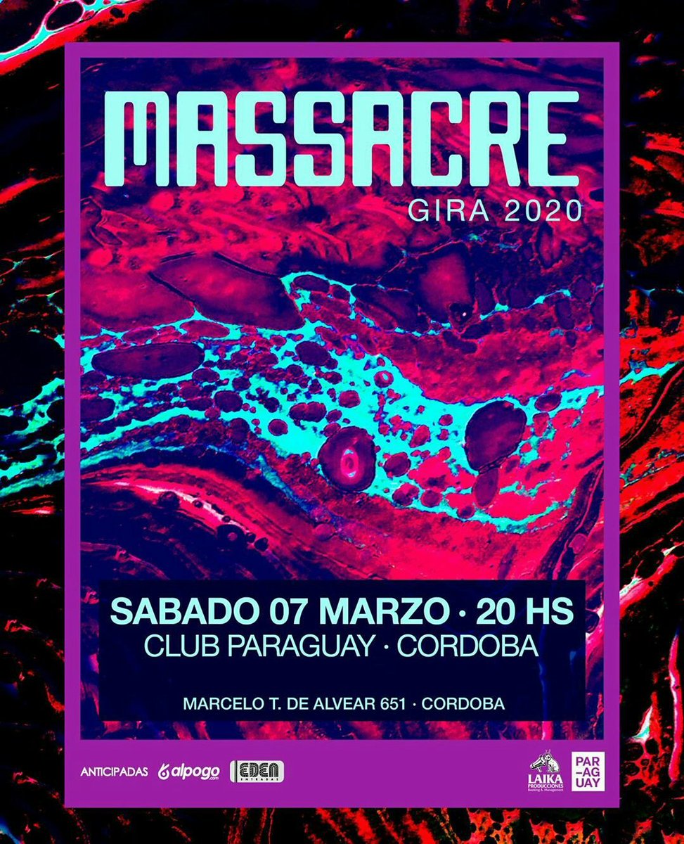 ShowCba's tweet photo. 📌 Sábado 8 De Marzo : #Massacre En @Club_Paraguay 💥

🤘🏻 20 Hs ( Marcelo T. De Alvear 651 Córdoba ) 

🎫 Online : @alpogotickets

https://t.co/5uLIsdrqVR

@edenentradas

https://t.co/cCiUM2jvbV

#punk #rock #show #music #clubparaguay #Cordoba #Argentina https://t.co/qSGTFsZsmR
