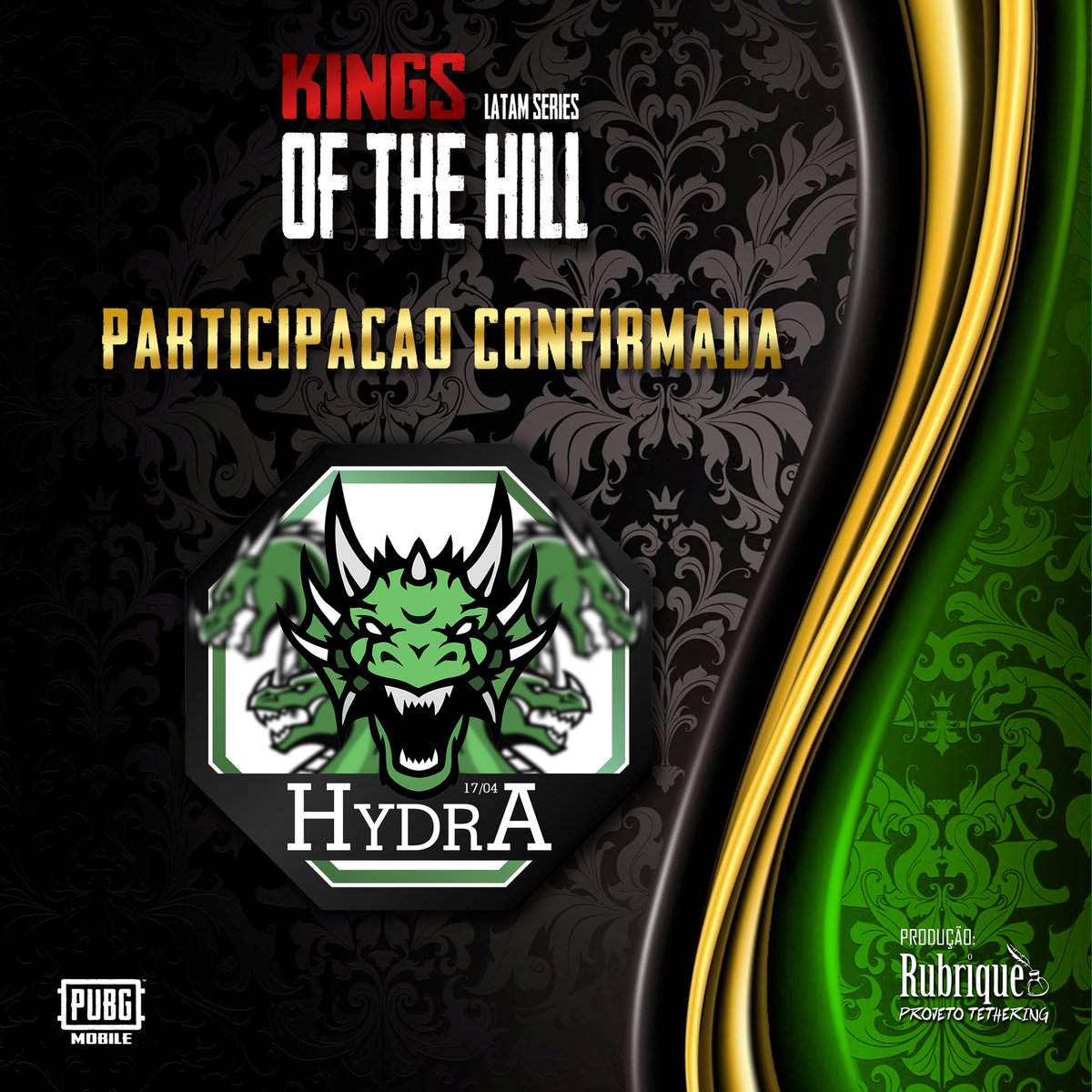 agRubrique's tweet photo. Vamos começar a anunciar as equipes confirmadas no nosso torneio oficial de PUBG Mobile - Kings of The Hill!

Equipe: @ashydra1704

#pubgmobile #koth #rubrique #projetotethering https://t.co/wP301jNHSH