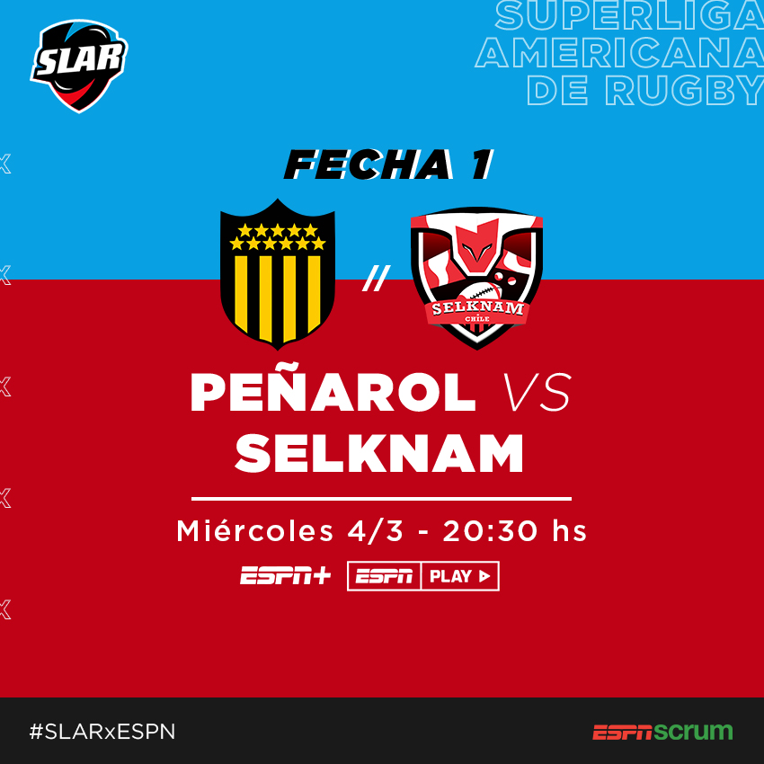 ScrumESPN's tweet photo. ¡Este miércoles pone primera la @SLARugby con un partidazo en #ESPN + y @ESPNPLAY!

¿Quién festejará en el #Charrúa de #Montevideo?

RT @CAP__Rugby 
FAV @SelknamRugby 

#SLARxESPN https://t.co/eTxoaO7wJT