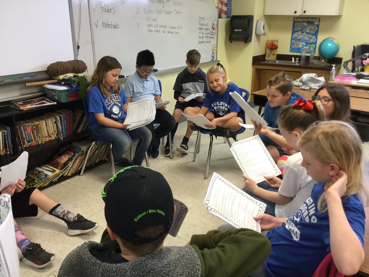 Students HELPING each other with their lines and props for our Water Cycle Reader’s Theater 🎭! stay tuned...💦❄️☀️☁️🌿🌨<a href="/LampasasKWE/">Kline Whitis Elem</a> #thinkbiglisd