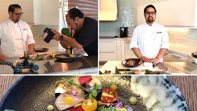 TrumpWaikiki's tweet photo. Chef Kawika is preparing Kona Kampachi &amp; Abalone Carpaccio for the #localicioushi film crew. It's all locally grown &amp; harvested &amp; is a special item on the menu for March at #WaioluOceanCuisine. We'll make a donation to @hiagfdn everytime it's ordered. #trumpwaikiki #neversettle https://t.co/cQQhH3long