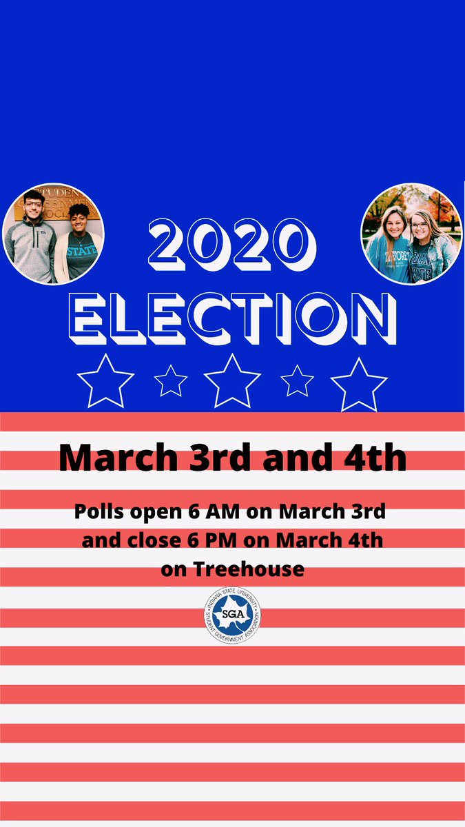 IndStateFSL's tweet photo. Voting for @SGAindstate elections closes today at 6:00 pm. Don't miss out on casting your vote on TreeHouse! https://t.co/39znKZFdwA