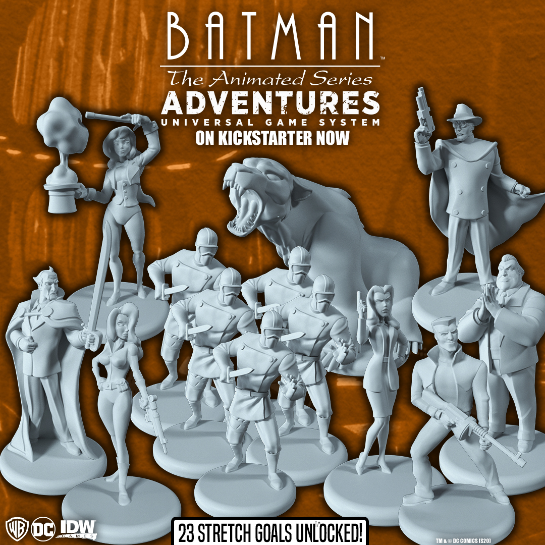IDWGames's tweet image. Batman: The Animated Series Adventures is live on kickstarter! Back now to get 3 additional campaigns, 26 more minis, and a bunch of component upgrades including additional dice!

bit.ly/BTASSocial2

#bgg #boardgames #boardgametwitter #btas #batman