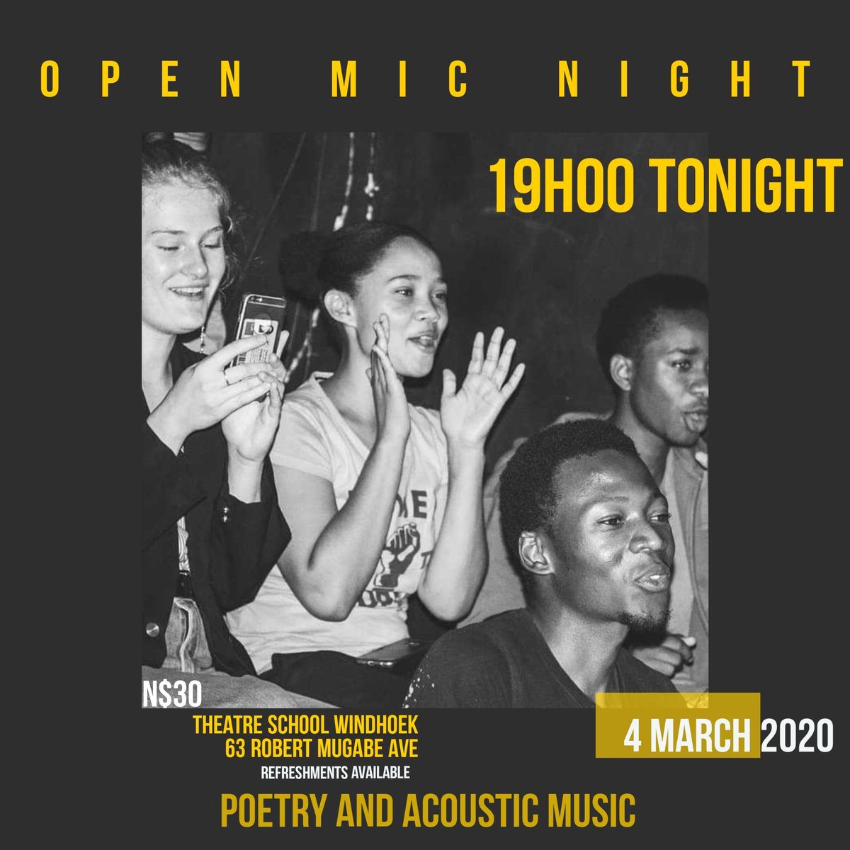 It’s Wednesday 🤩 That means Open Mic Night is on TONIGHT🔥See you at Theatre School - 63 R. Mugabe Ave (Next to the Whk High School traffic lights, in the same direction as Maerua Mall, by the Fanta Billboard )
Sign up from 6.30pm, we start at 7pm🎤 A home for YOUR expression❤️
