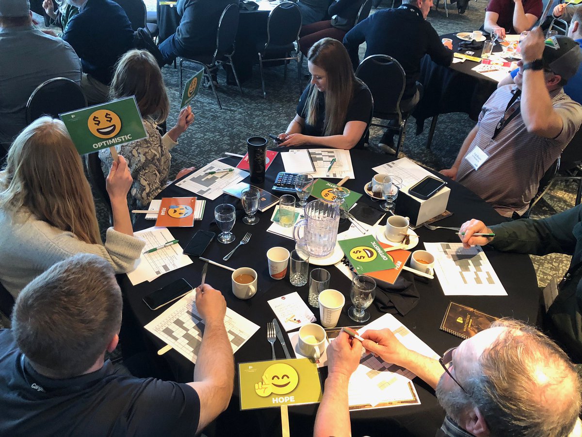 CargillAgCanada's tweet photo. With all the emotions on the table #MarketSense clients work with advisors on a grain marketing simulation to explore ways to sleep better at night #ThinkTank20 https://t.co/2i2t78ZcEa