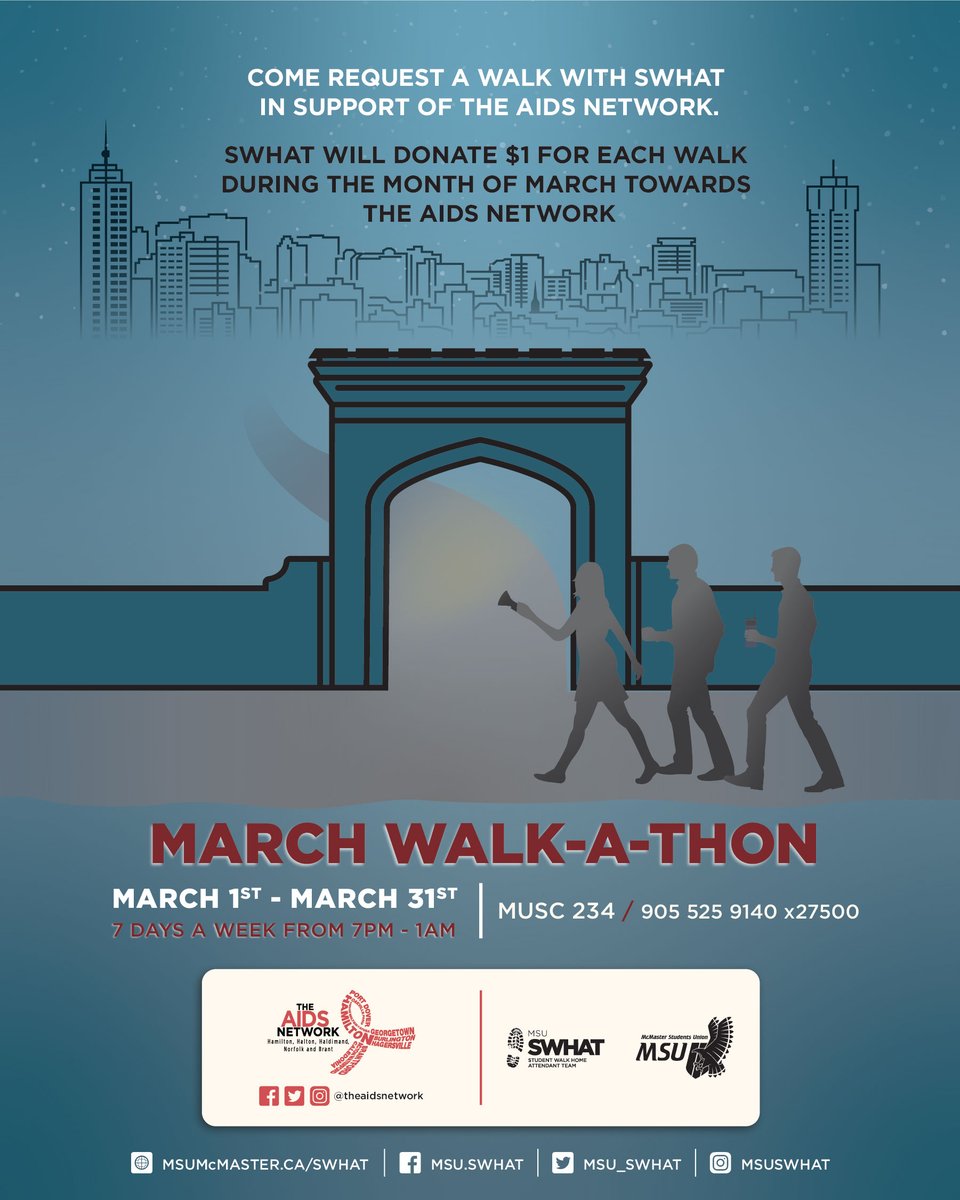 MSU_SWHAT's tweet photo. Did you hear? Our Walk-a-thon is back! We will be donating $1 to The AIDS Newtork for every walk we receive this March. For more information about the charity, visit https://t.co/IZYAYPejUt. https://t.co/T1kDt6UsTR