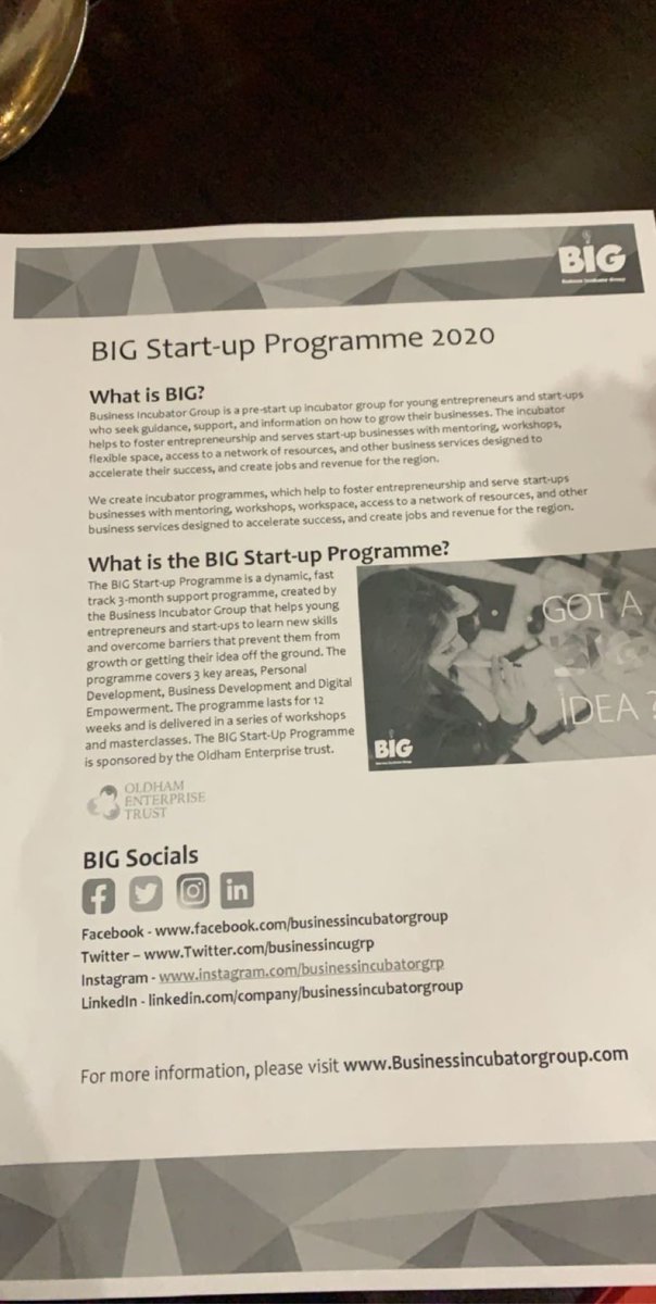 Youth_Mayor's tweet photo. Last Wednesday, I was at the launch of @Businessincugrp Cohort 3.

The BIG programme aims to provide guidance, support and info for young people in #oldham  before they start a business. It’s a great FREE 12 week programme , If interested contact @ericbishyika. https://t.co/VPoqV7jadZ
