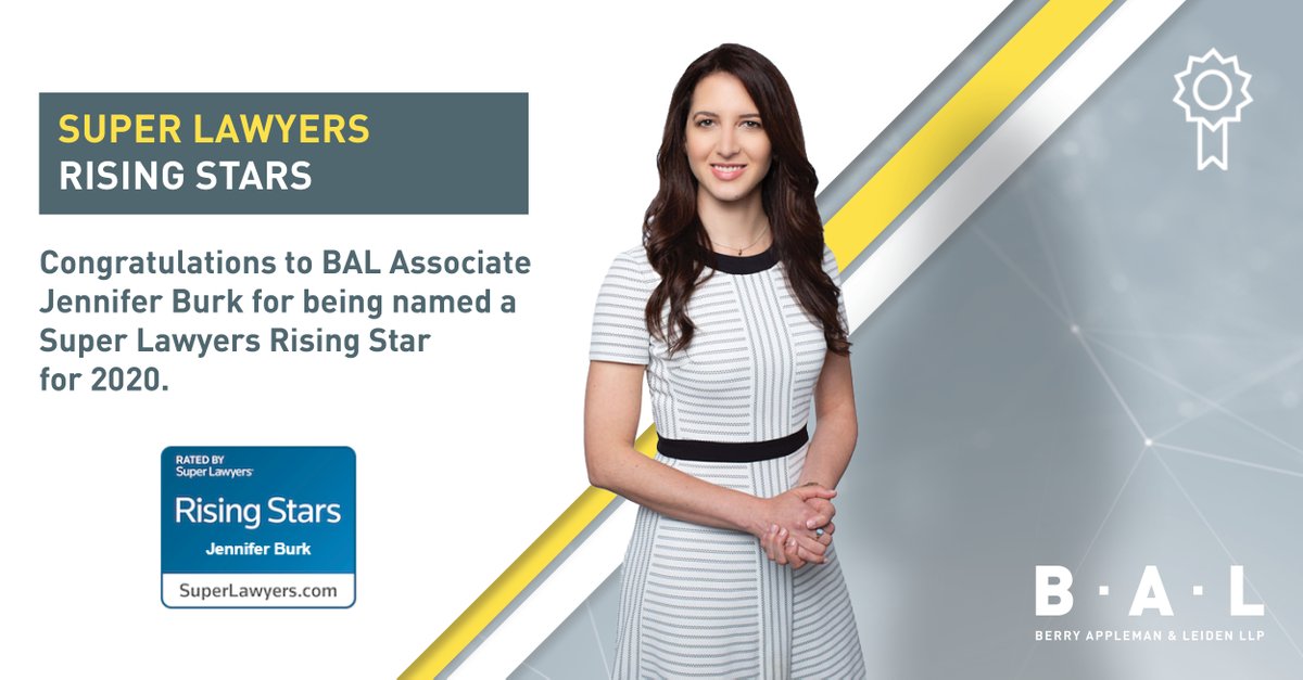 BAL_Immigration's tweet photo. Congratulations to BAL Associate Jennifer Burk for being one of five @BAL_Immigration attorneys named a @SuperLawyers Rising Star for 2020. https://t.co/xso2boZUwb #immigration #globalmobility #BALeader https://t.co/JG3BlRxQup