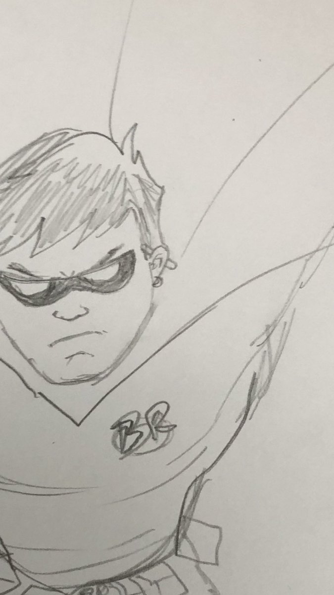 OtterSterling's tweet image. @zdarsky I couldn’t wait for a real artist to do a #BadRobin drawing so here is my design. Note the earring and cigarette behind his ear.