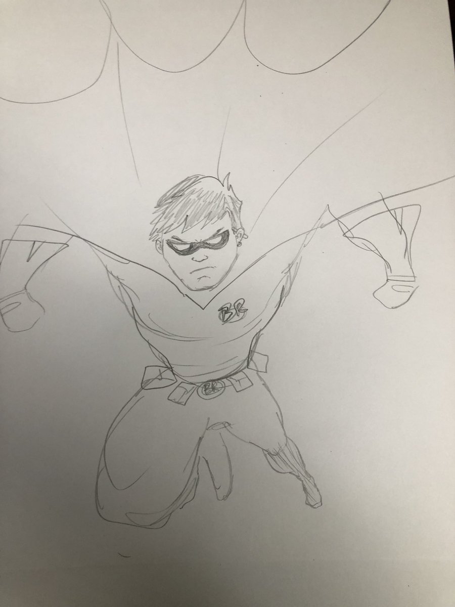 OtterSterling's tweet image. @zdarsky I couldn’t wait for a real artist to do a #BadRobin drawing so here is my design. Note the earring and cigarette behind his ear.