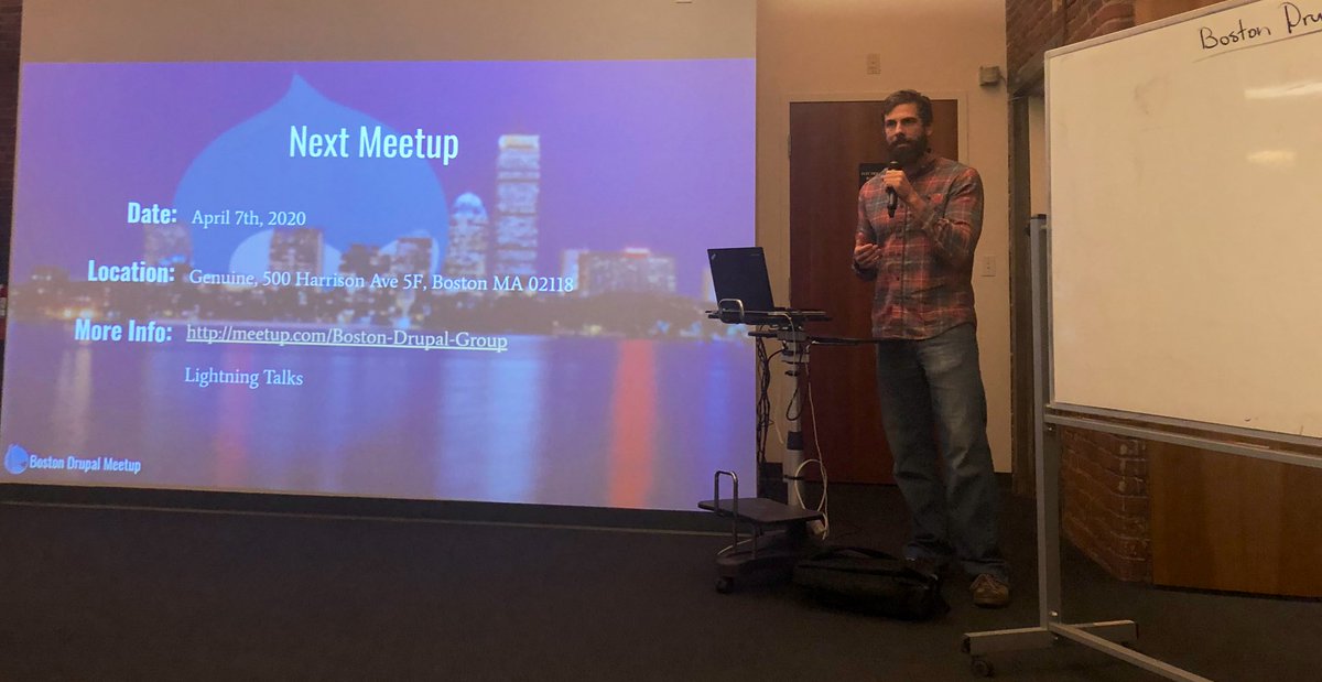 “Hi, I’m <a href="/mikemiles86/">Michael Miles</a> and welcome to tonight’s Drupal Meetup...” -<a href="/jimafisk/">Jim Fisk</a>