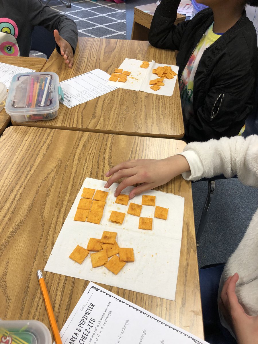 mabe3lions's tweet photo. Edible math for the win! #cheezits #areaandperimeter @MarvinWardES1 https://t.co/vENmaSK7AV