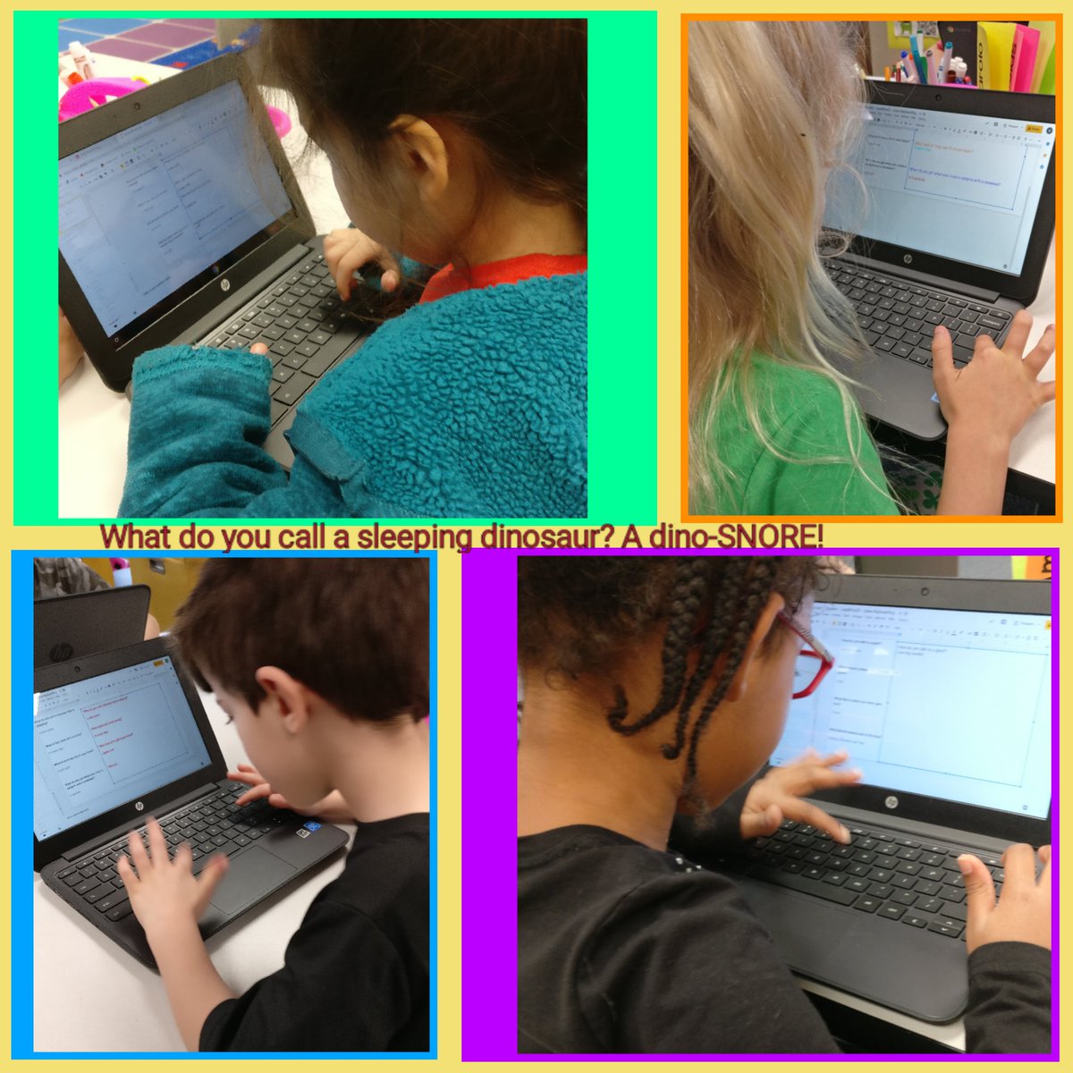 First grade friends giggled as they typed up jokes and worked on formatting text. Great practice using the SHIFT key to make ? and ! #sillytechnology <a href="/Lead_Mine/">Lead Mine Elementary</a> <a href="/Hodgesfirsties/">Abigail Hodges</a>