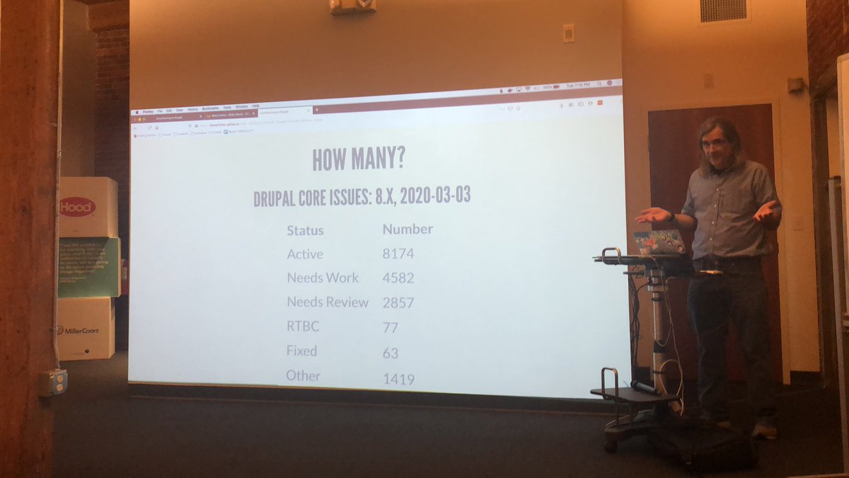 We are underway with #Drupal lightning talks!!⚡️⚡️ <a href="/benji17fisher/">@benjifisher@mastodon.social Benji Fisher</a> is showing non-developers how to make contributions to Drupal!