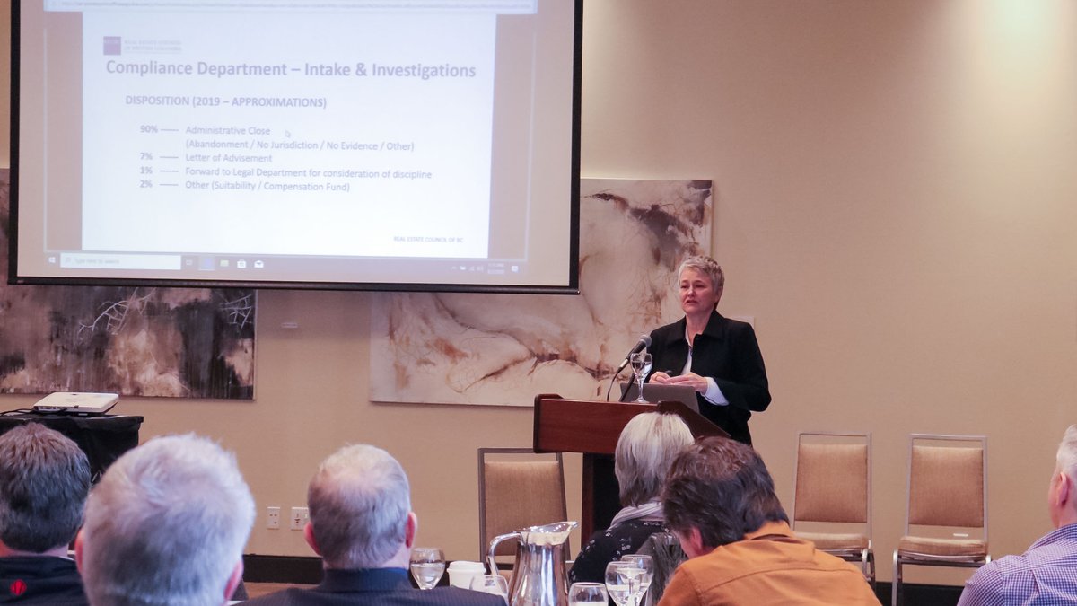 BCFSAOfficial's tweet photo. Charlene Mclaughlin, Director of Legal Services @RECBCofficial speaking at the Okanagan Mainline Real Estate Board Professional Conduct Committee yesterday. Great to be able to support @OMREB1 and their professional training. #RECBC #OMREB https://t.co/23s2yikf54