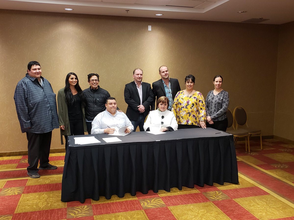 Signing ceremony for a MoU between Doig River FN and the City of Fort St John in respect to future urban reserves in the city + related municipal servicing agreements. Happy to have played a facilitation role + look forward to working w. both parties on future reserve development