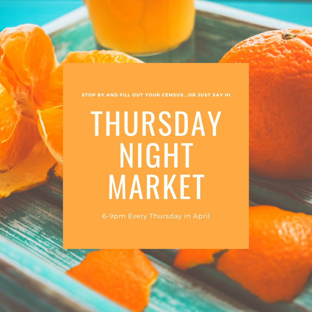 ButteCounts2020's tweet photo. Do you love Chico's Thursday Night Market as much as we do?! Come check out our census booth every Thursday in April. You will even be able to fill out your census online, right then and there! Look out for our black census t-shirts! See you there! #buttecounts2020 #census2020 https://t.co/VSf5Grvv1n