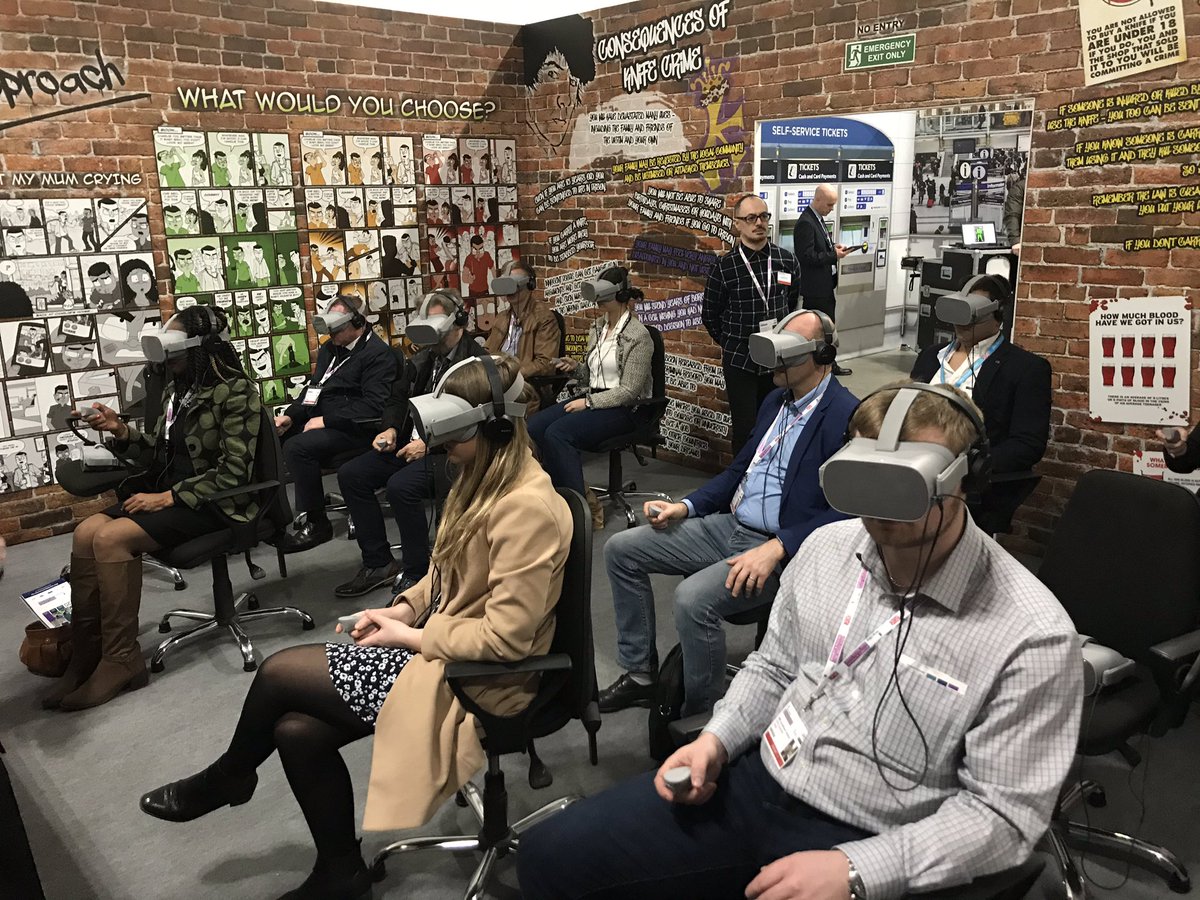 Over 100 people had the opportunity to experience the VR knife crime immersive today at the S&P event including Minister for Police & Crime  @kitmalthouse. So proud of the amazing team from @kinsellatrust and @SopraSteria_uk who made it possible. #TechForGood #KnifeFree
