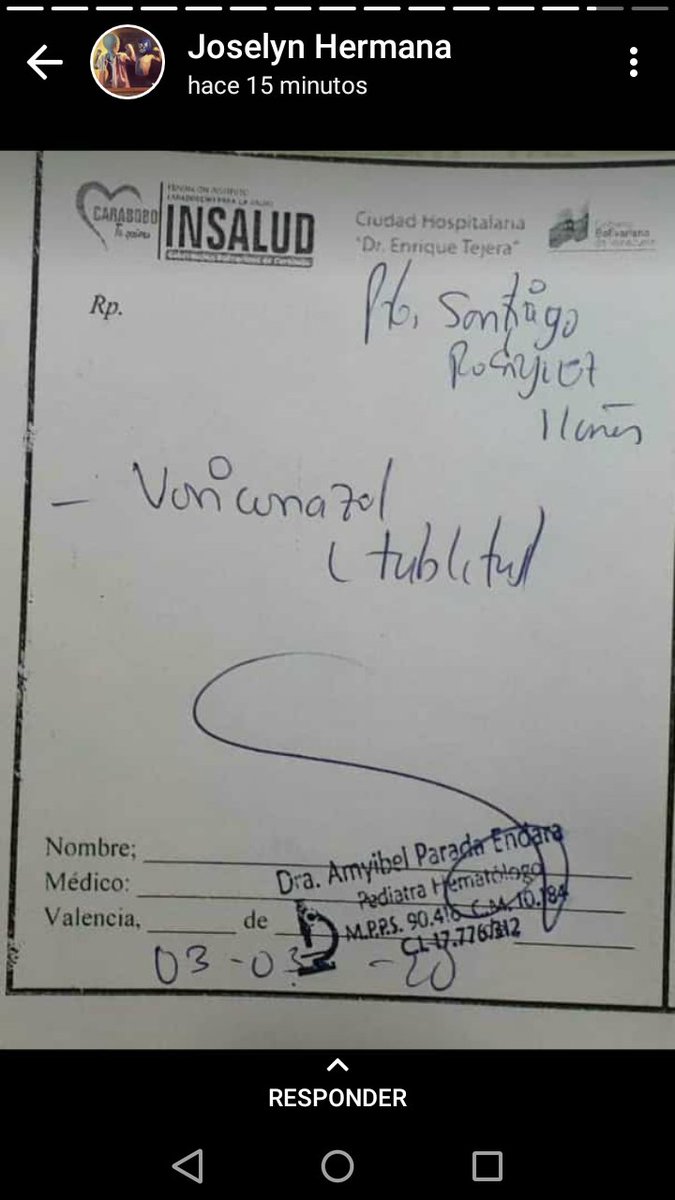 taniacasanoval's tweet photo. Buenas noches, vuelvo a pedir ayuda para mi sobrino Santiago de 11 años con leucemia, se encuentra mal, su hemoglobina cayo a 6 y tiene hemorragia, se necesitan donantes de sangre de cualquier tipo en el CHET Valencia y el siguiente medicamento @2006_tiburon https://t.co/Ha3ZNGwv8A