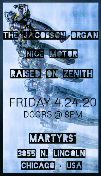 <a href="/JacobsonOrgan/">the Jacobson Organ</a> 
<a href="/martyrslive/">Martyrs'</a> 

Ticket link:
martyrslive.com/fri-apr-24-9pm…