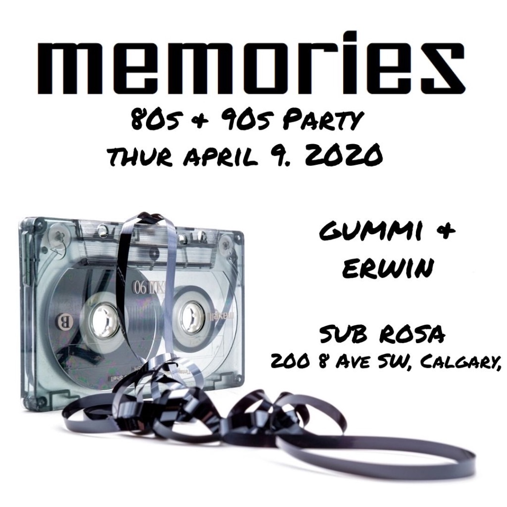 Early bird tickets go on sale Thursday at 10:00a. <a href="/gummidj/">gummidj</a> and yours truly bringing you the mixtape classics that you love at every #MemoriesMix! 

April 9, @ Sub Rosa [200 8 Ave SW]

MemoriesMix.eventbrite.ca