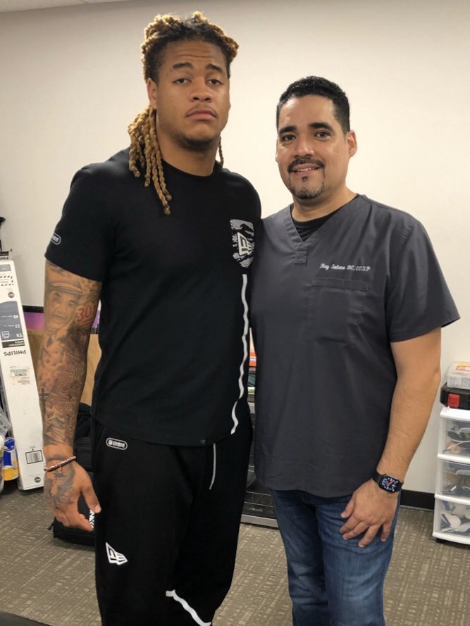 Getting my guy <a href="/youngchase907/">Chase Young</a> ready for draft day! Or maybe giving me a workout... broke a sweat today 😅
<a href="/GibsonTraining/">Gibson Performance Training</a>