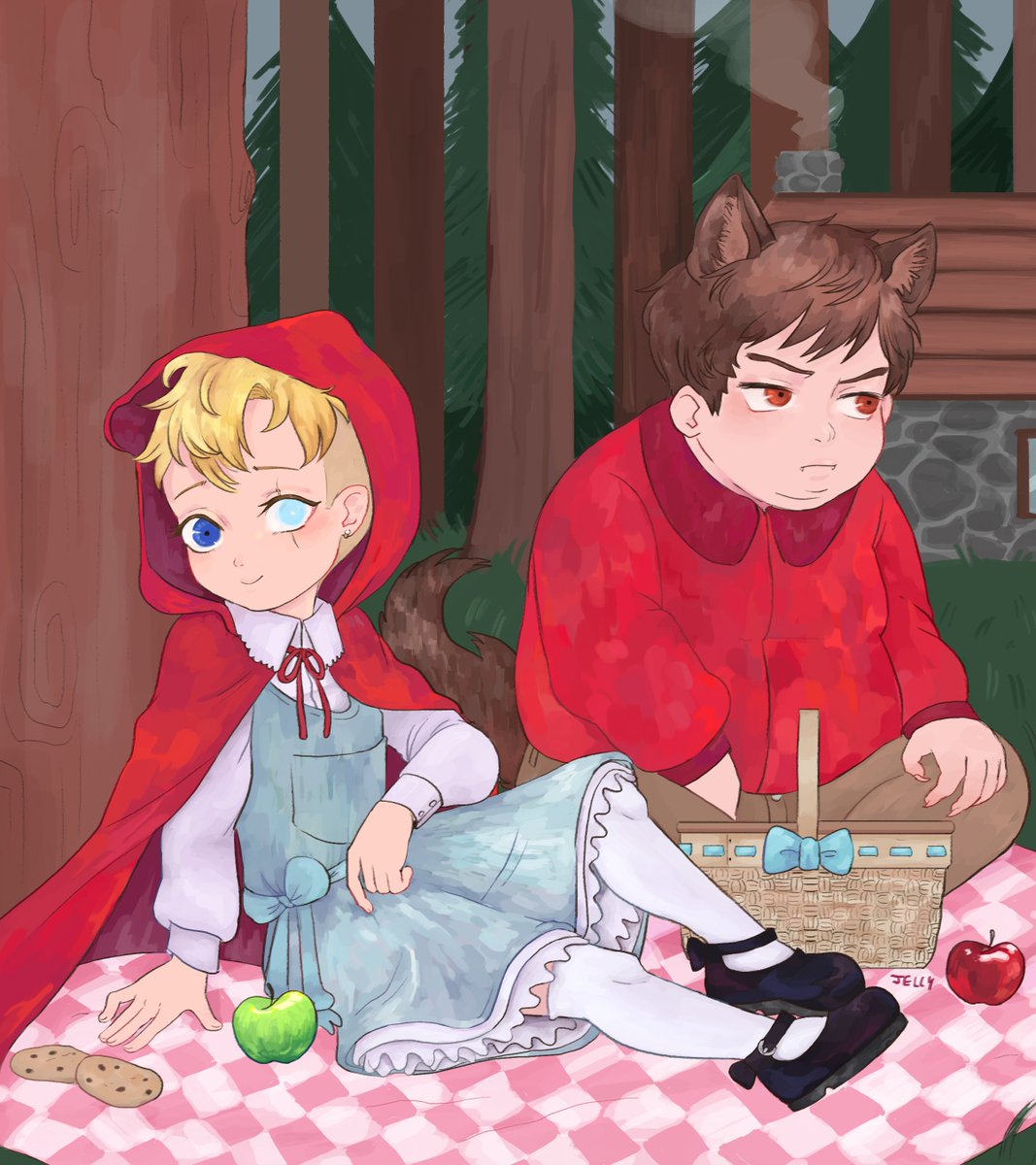 redrew red riding hood butters and wolf cartman.