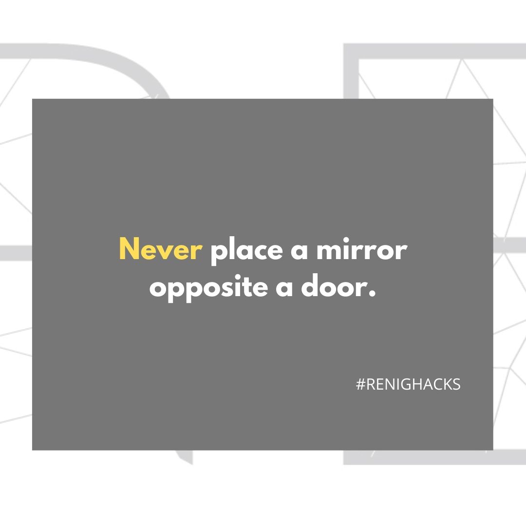 recreate_nig's tweet photo. Where are the best places for mirrors in your house? 
Definitely not opposite your door. It is known that mirrors can double or multiply the energy of an area. It can reflect incoming energy. It can also disperse the incoming energy to its surroundings.#ReNIGHacks #Lagos #Nigeria https://t.co/ilPKM5m4Kh
