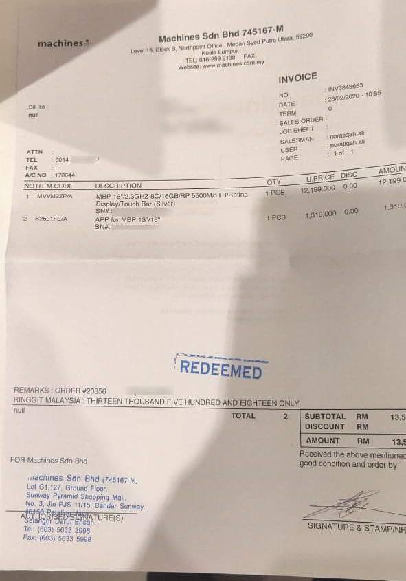 bforcex's tweet photo. BERHATI-HATI MENJADI MANGSA PRODUK APPLE KHUSUS EDARAN MACHINES.

THIS IS THREAD

Kronologi kes: 
Isnin, 24 Febuari 2020, saya telah membuat pesanan untuk sebiji komputer riba keluaran Apple, Apple Macbook Pro 16' 2020 bernilai RM 13K daripada website https://t.co/VOzxSw5gt2 dan https://t.co/h1ahwbuW1I