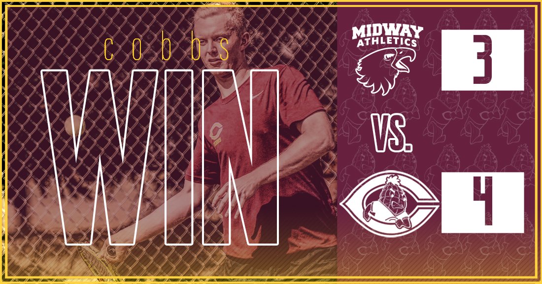 CobberSID's tweet photo. COBBS WIN🌽! COBBS WIN🌽!
Men's tennis matches the women &amp; beats Midway (Ky.) by an identical 4-3 score
- CC sweeps the doubles matches
- Erik Porter (1), Jared Saue (2) ⬇️ &amp; Cole Gillespie (5) get singles 🇼s
- Up Next: vs. Trine/Adrian on Thur.

Results: https://t.co/7aGN42jzkG https://t.co/7B7B9fM81u