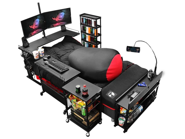 ゲーム・睡眠・食事がこれですべて完結？「ゲーミングベッド」！