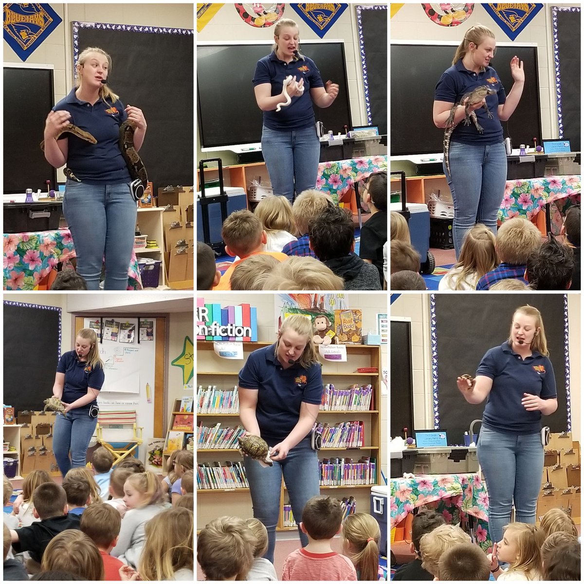 KruegerKids's tweet photo. Snakes, lizards, and turtles, oh my! We loved learning about reptiles from the RAD Zoo. We even got to touch two of the animals! @HartleyWasecaMN https://t.co/NtBQLaCnZY
