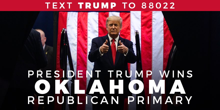 realDonaldTrump's tweet photo. THANK YOU OKLAHOMA! #KAG2020 https://t.co/V5DNRn6yNB