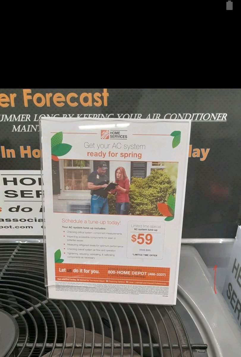 TeamARMS_HVAC's tweet photo. Get your A/C system ready for Spring! 🌸
Come on down to your local Home Depot and save $40 on a tune-up! *Pricing is $59 per component.
#HVAC #SpringIsNear #HomeDepot #TeamARMS https://t.co/jbebtiLsu5