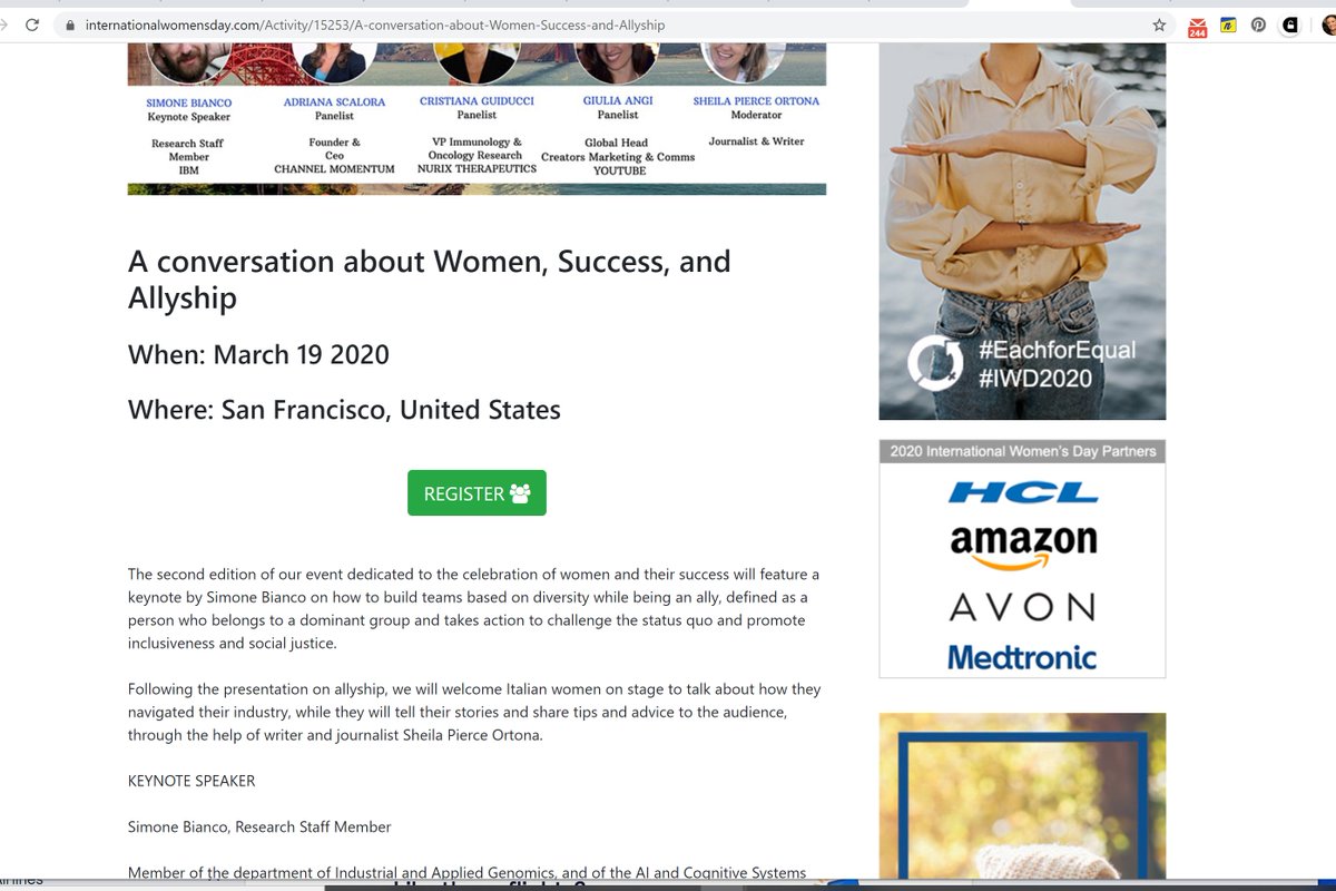 Thank you <a href="/womensday/">Women's Day</a> for promoting our event on March 19th. We are happy to support the #EachforEqual motto for #IWD2020 

Find out more here
internationalwomensday.com/Activity/15253…