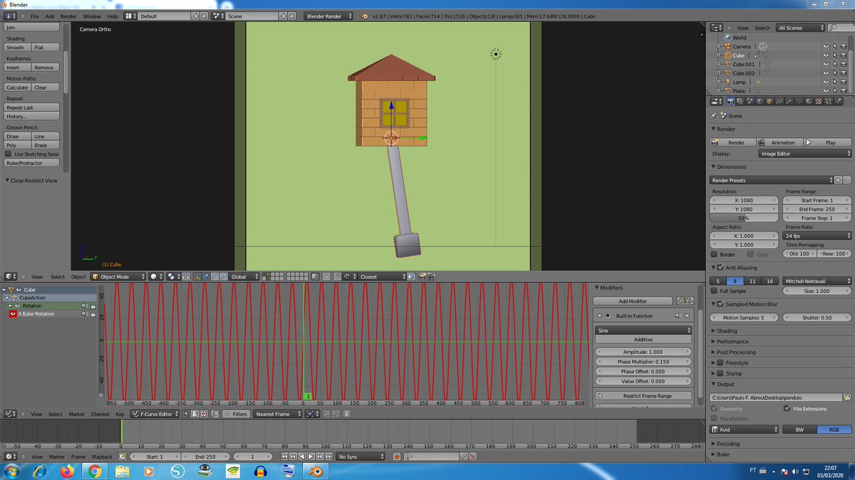pfadesign's tweet image. Animação pendular apenas com #GraphEditor #Blender