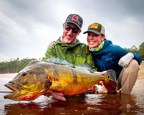 Big old peacock bass! 
<a href="/EmilyRodger83/">Emily Rodger</a> with a giant fish.
#flyfishing #untamedangling #riomarié #jungleflyfishing