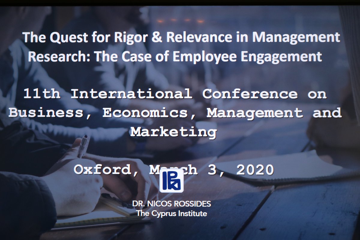 FLELearning's tweet photo. Dr. Nicos Rossides, The Cyprus Institute, #Cyprus presenting on the topic: Academic Versus Practitioner Perspectives on Employee Engagement: Can the Gap be Bridged? in the #ICBEMM #2020 #March #Oxford #International #Conference @CyprusInstitute https://t.co/VQMJYnpZjN