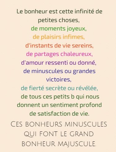 minute_zen's tweet photo. Le bonheur pour vous c’est quoi❓
Voici une jolie définition qui l’explique bien...🧘🏼♀️🧘🏻♂️
Beaucoup de petits plaisirs à toutes et à tous pour une belle journée . 💕💕💕
#bonheur #plaisirs #moments #partages #instantsdevie #instantpresent https://t.co/0YgZBPl5Cw