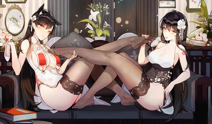 double cheese #アズールレーン #魅惑のふともも #極上の乳 #黒髪ロング #愛宕(アズールレーン) #吾妻(アズールレーン) #黑裤袜 https://t.co/AKvwX0Eb6Z 