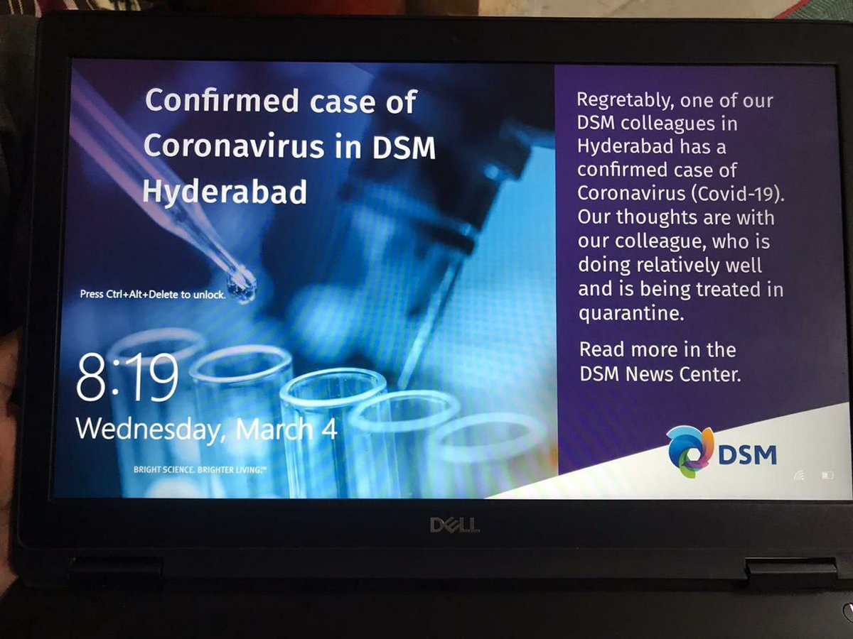 amitbhawani's tweet photo. Do note that according to the email update, this is a confirmed case of #Covid_19 in #DSM #Hyderabad but glad that he/she is being treated in quarantine. 

Let's not panic and focus more on preventive measures against #coronavirusindia #CoronaOutbreak https://t.co/1pH2CuEL2m